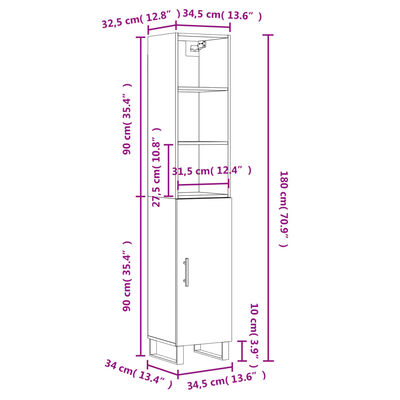 vidaXL Skříň highboard betonově šedá 34,5x34x180 cm kompozitní dřevo