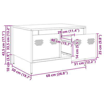 vidaXL TV skříňka růžová 68 x 50 x 43,5 cm ocel válcovaná za studena