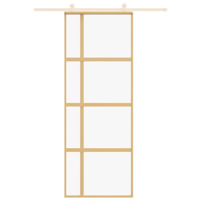 vidaXL Posuvné dveře zlaté 76 x 205 cm čiré ESG sklo a hliník