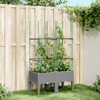 vidaXL Zahradní truhlík s treláží světle šedý 80 x 40 x 142,5 cm PP