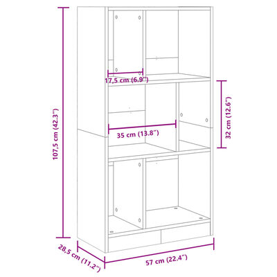 vidaXL Knihovna dub sonoma 57 x 28,5 x 107,5 cm kompozitní dřevo