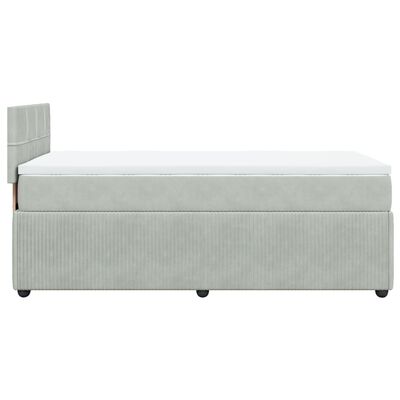 vidaXL Box spring postel s matrací světle šedá 100x200 cm samet