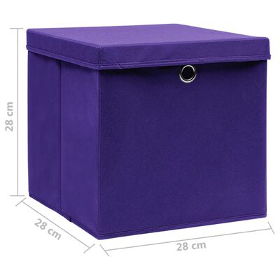 vidaXL Úložné boxy s víky 4 ks 28 x 28 x 28 cm fialové