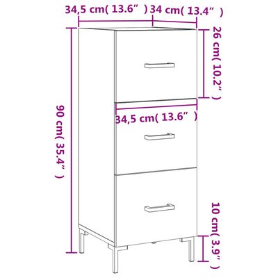 vidaXL Příborník bílý 34,5 x 34 x 90 cm kompozitní dřevo