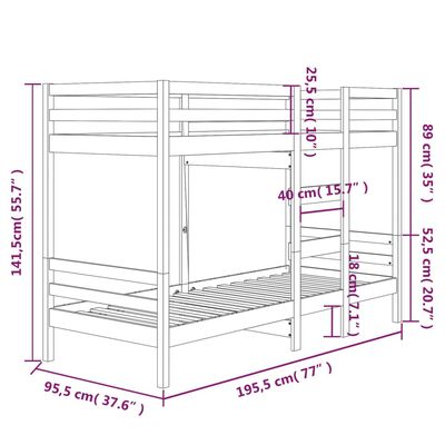 vidaXL Patrová postel bez matrace 90 x 190 cm masivní borové dřevo