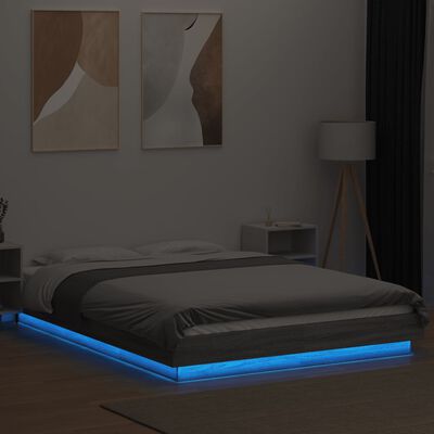 vidaXL Rám postele s LED osvětlením šedý sonoma 140 x 200 cm kompozit