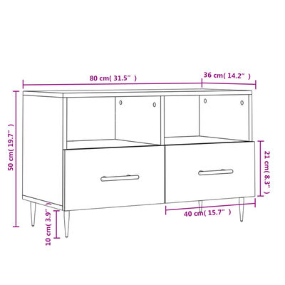 vidaXL TV skříňka bílá s vysokým leskem 80x36x50 cm kompozitní dřevo