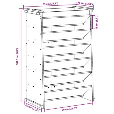 vidaXL Truhlík na bylinky 6patrový 69x40x101,5cm impregnovaná borovice