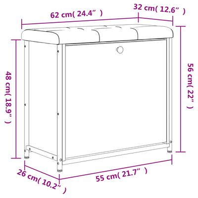 vidaXL Botníková lavice s výklopnou zásuvkou černá 62 x 32 x 56 cm