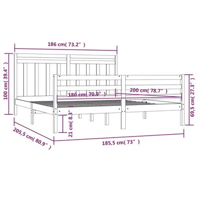 vidaXL Rám postele masivní dřevo 180 x 200 cm Super King Size