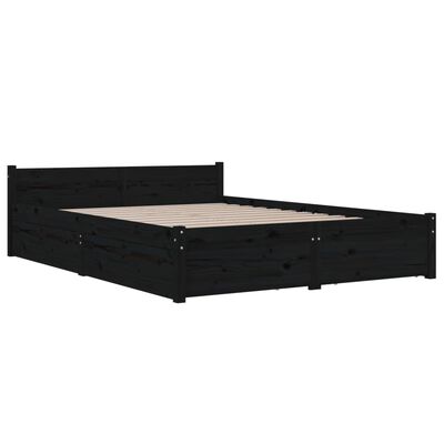 vidaXL Rám postele se zásuvkami černý 140 x 200 cm