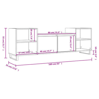 vidaXL TV skříňka kouřový dub 160x35x55 cm kompozitní dřevo