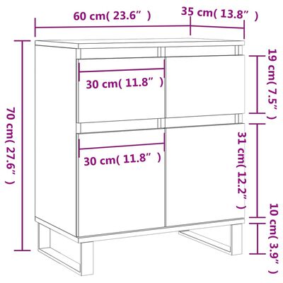 vidaXL Příborník hnědý dub 60 x 35 x 70 cm kompozitní dřevo