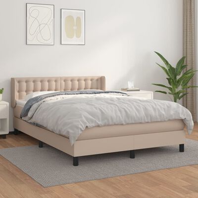 vidaXL Box spring postel s matrací cappuccino 140x200 cm umělá kůže