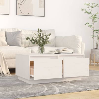 vidaXL Konferenční stolek bílý 80x50x35 cm masivní borové dřevo