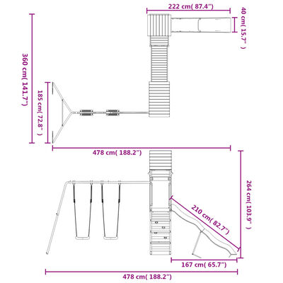 vidaXL Dětské hřiště na zahradu impregnované borové dřevo