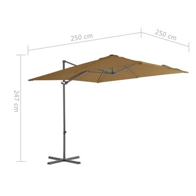 vidaXL Konzolový slunečník s ocelovou tyčí 250 x 250 cm barva taupe