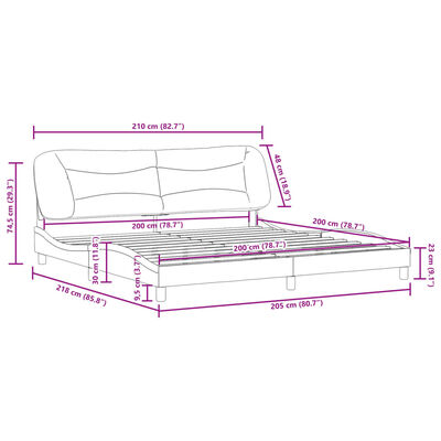 vidaXL Rám postele s čelem cappuccino 200x200 cm umělá kůže