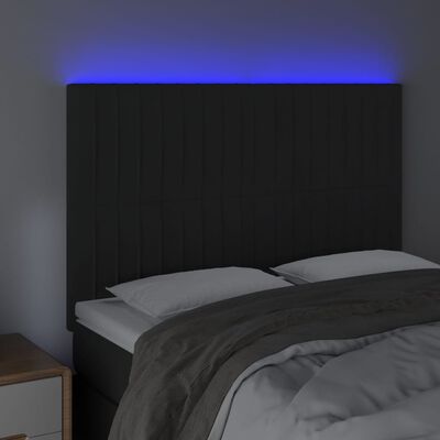 vidaXL Čelo postele s LED černé 144x5x118/128 cm samet