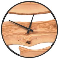 vidaXL Nástěnné hodiny hnědé Ø 35 cm železo a olivové dřevo