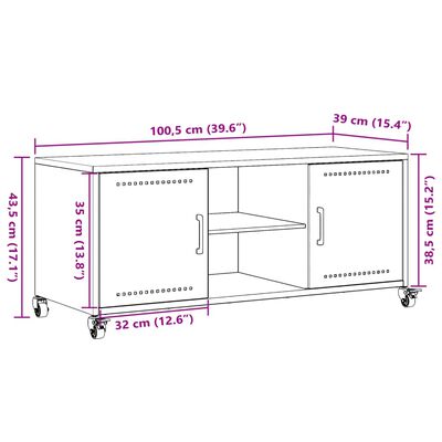 vidaXL TV skříňka hořčicově žlutá 100,5 x 39 x 43,5 cm ocel