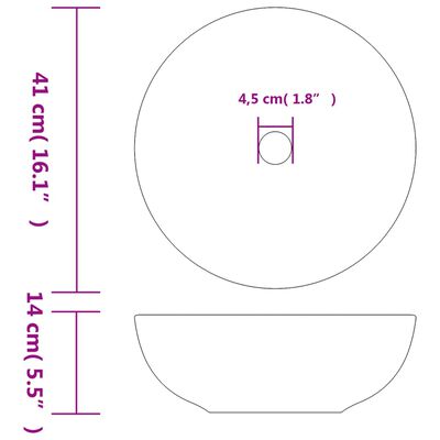 vidaXL Umyvadlo na desku bílé a modré kulaté Φ 41 x 14 cm keramika