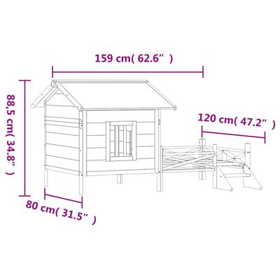 vidaXL Psí bouda moka 159 x 120 x 88,5 cm masivní borové dřevo