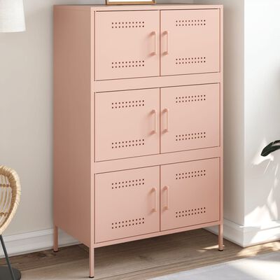 vidaXL Skříň highboard růžová 68 x 39 x 113 cm ocel