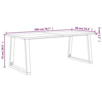 vidaXL Jídelní stůl s živou hranou 200x90x75 cm masivní akáciové dřevo