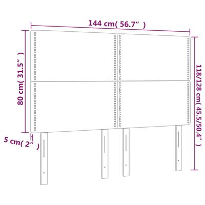 vidaXL Čelo postele s LED světle šedé 144x5x118/128 cm samet