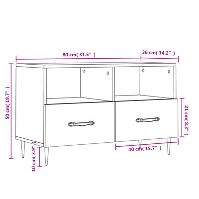 vidaXL TV skříňka bílá s vysokým leskem 80x36x50 cm kompozitní dřevo