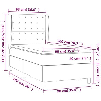 vidaXL Box spring postel s matrací šedá 90x200 cm umělá kůže