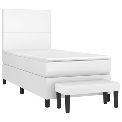 vidaXL Box spring postel s matrací bílá 90x200 cm umělá kůže