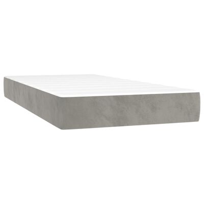 vidaXL Box spring postel s matrací světle šedá 90x200 cm samet