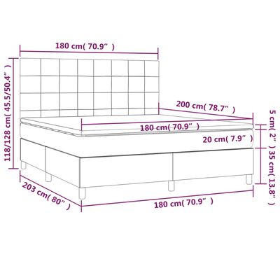 vidaXL Box spring postel s matrací a LED černá 180x200 cm samet