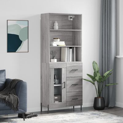 vidaXL Skříň highboard šedá sonoma 69,5 x 34 x 180 cm kompozitní dřevo