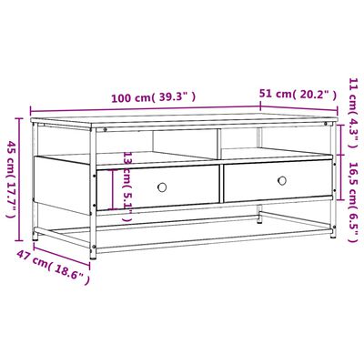 vidaXL Konferenční stolek dub sonoma 100 x 51 x 45 cm kompozitní dřevo