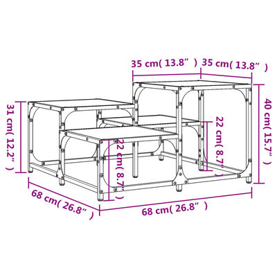 vidaXL Konferenční stolek šedý sonoma 68 x 68 x 40 cm kompozitní dřevo