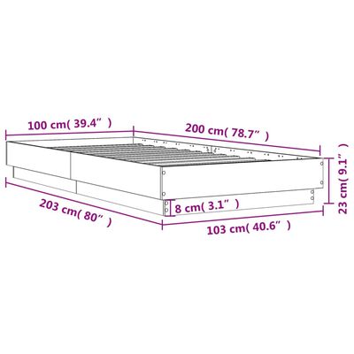 vidaXL Rám postele černý 100 x 200 cm kompozitní dřevo