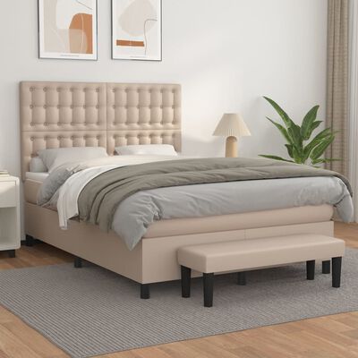 vidaXL Box spring postel s matrací cappuccino 140x190 cm umělá kůže