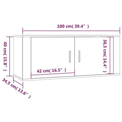 vidaXL Nástěnné TV skříňky 3 ks kouřový dub 100 x 34,5 x 40 cm