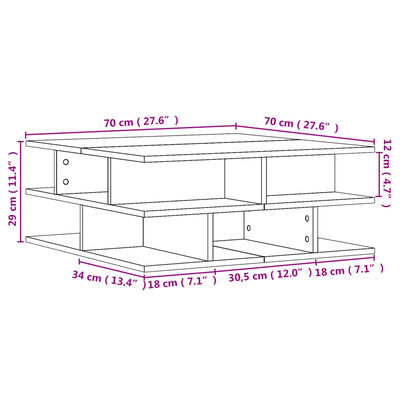 vidaXL Konferenční stolek betonově šedý 70x70x29 cm kompozitní dřevo