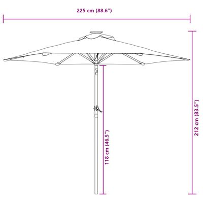 vidaXL Zahradní slunečník s ocelovou tyčí zelený 225 x 225 x 212 cm