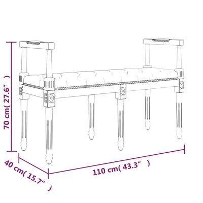 vidaXL Lavice světle šedá 110 x 40 x 70 cm samet