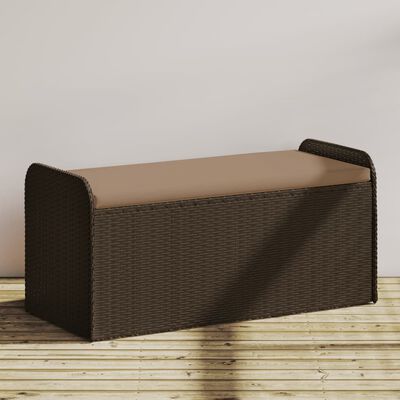 vidaXL Úložná lavice s poduškou hnědá 115 x 51 x 52 cm polyratan