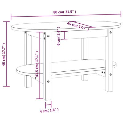 vidaXL Konferenční stolek 80 x 45 x 45 cm masivní borové dřevo