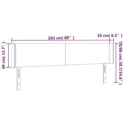 vidaXL Čelo postele typu ušák černé 203x16x78/88 cm samet