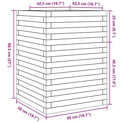 vidaXL Zahradní truhlík 50 x 50 x 68,5 cm impregnované borové dřevo