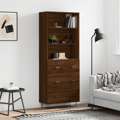 vidaXL Skříň highboard hnědý dub 69,5 x 34 x 180 cm kompozitní dřevo