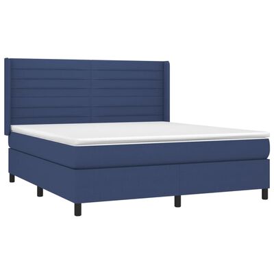 vidaXL Box spring postel s matrací modrá 160x200 cm textil